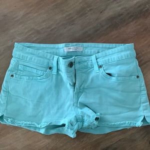 Teal jean shorts